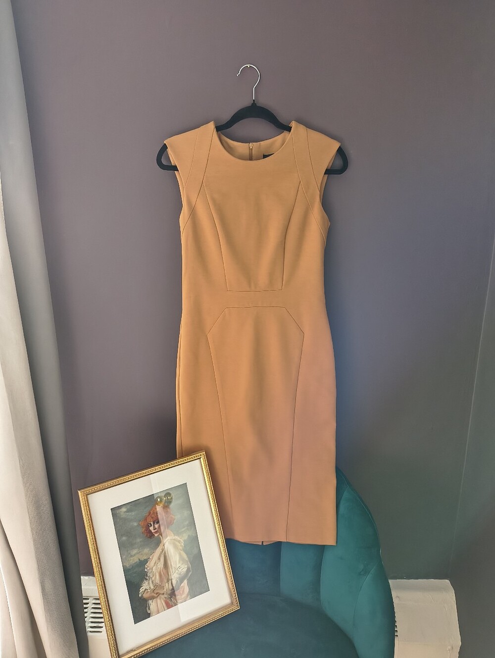 Make an Offer CUE Mustard Yellow Tailored Pencil Dress 100% Charity